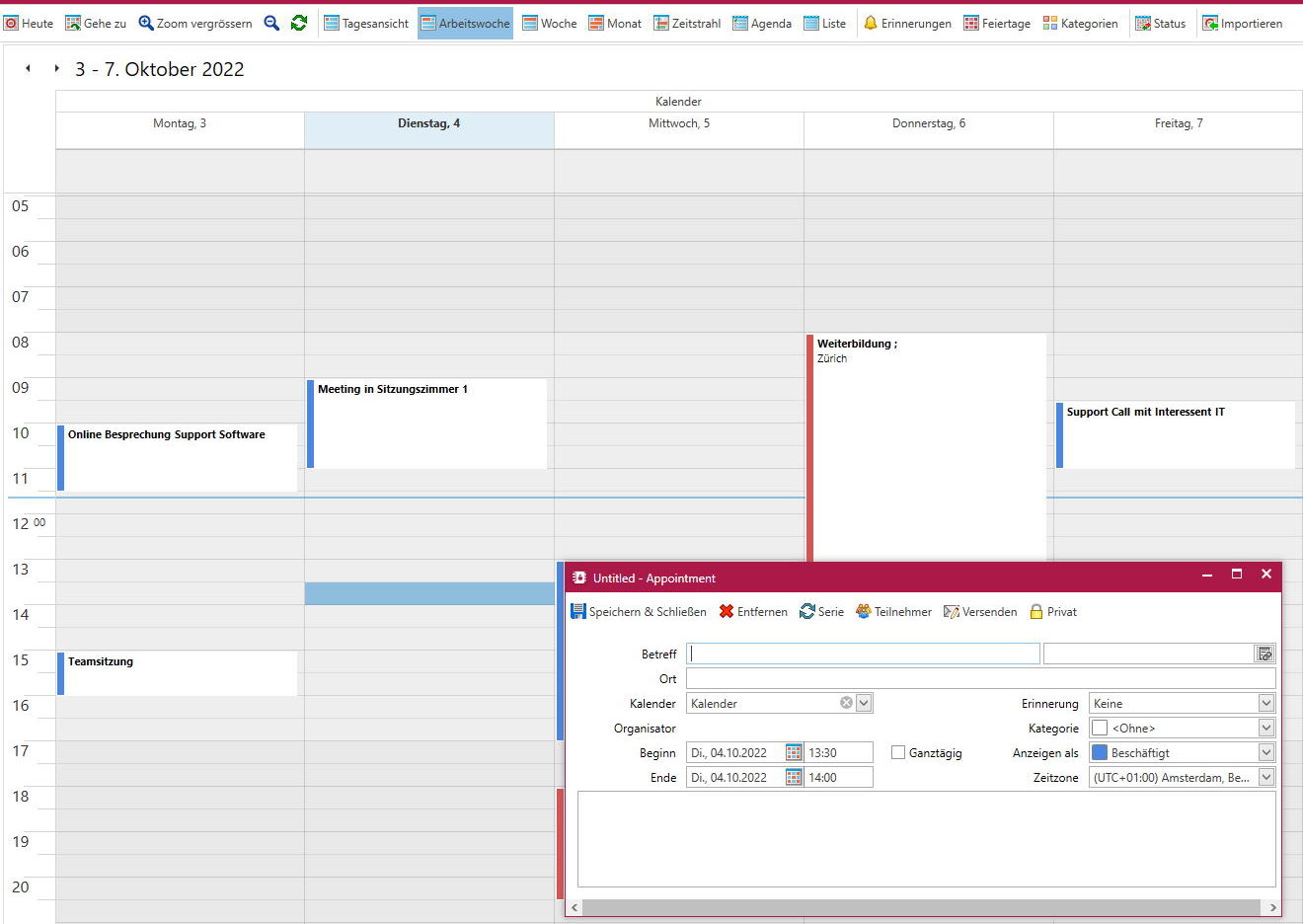 Integrierter Kalender im CRM