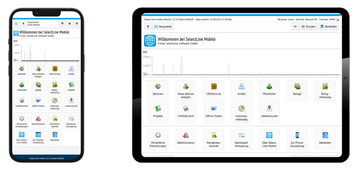 Neues Design von SelectLine Mobile