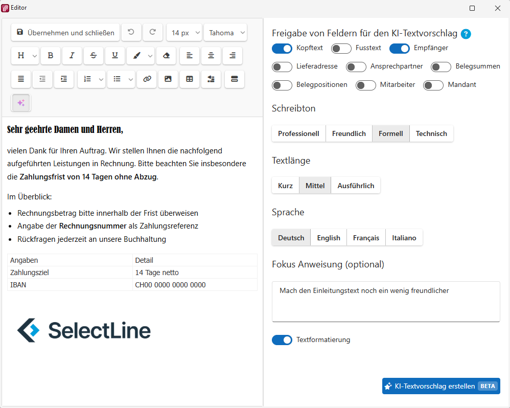 Neuer Editor
