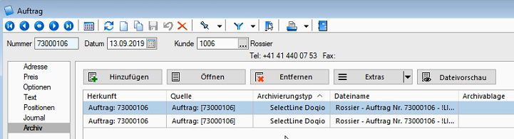 Wird in der SelectLine Auftragsbearbeitung ein und derselbe Beleg mehrmals ausgedruckt oder per E-Mail versendet, erkennt Doqio, dass es sich um dasselbe Dokument handelt und erstellt Versionen, damit jede Änderung nachvollziehbar ist.