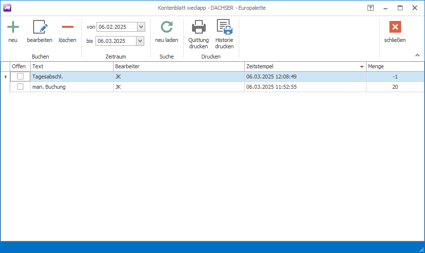 Kontenblatt ShipXpert